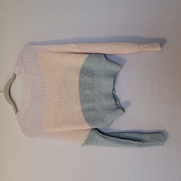Debut Sweater Color Block Sweater Cropped Tan Sage Nude Size Medium - Picture 6 of 10